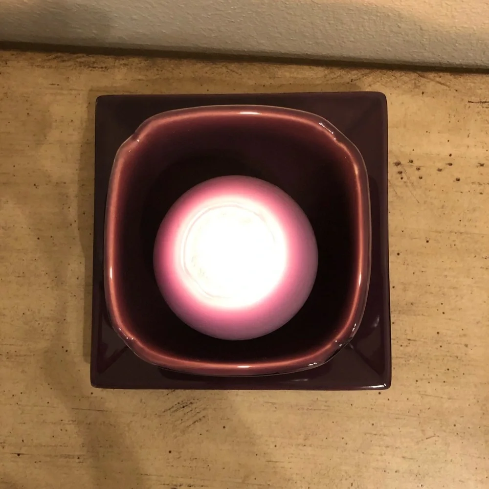 PartyLite Zen Purple Candle Holder and Plate Mint Condition